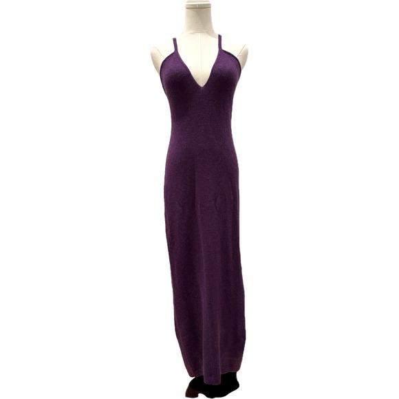 KHAITE Cashmere Knit Dress Purple Georgia Midi Maxi Slip Halter 2-Way M - Picture 2 of 12